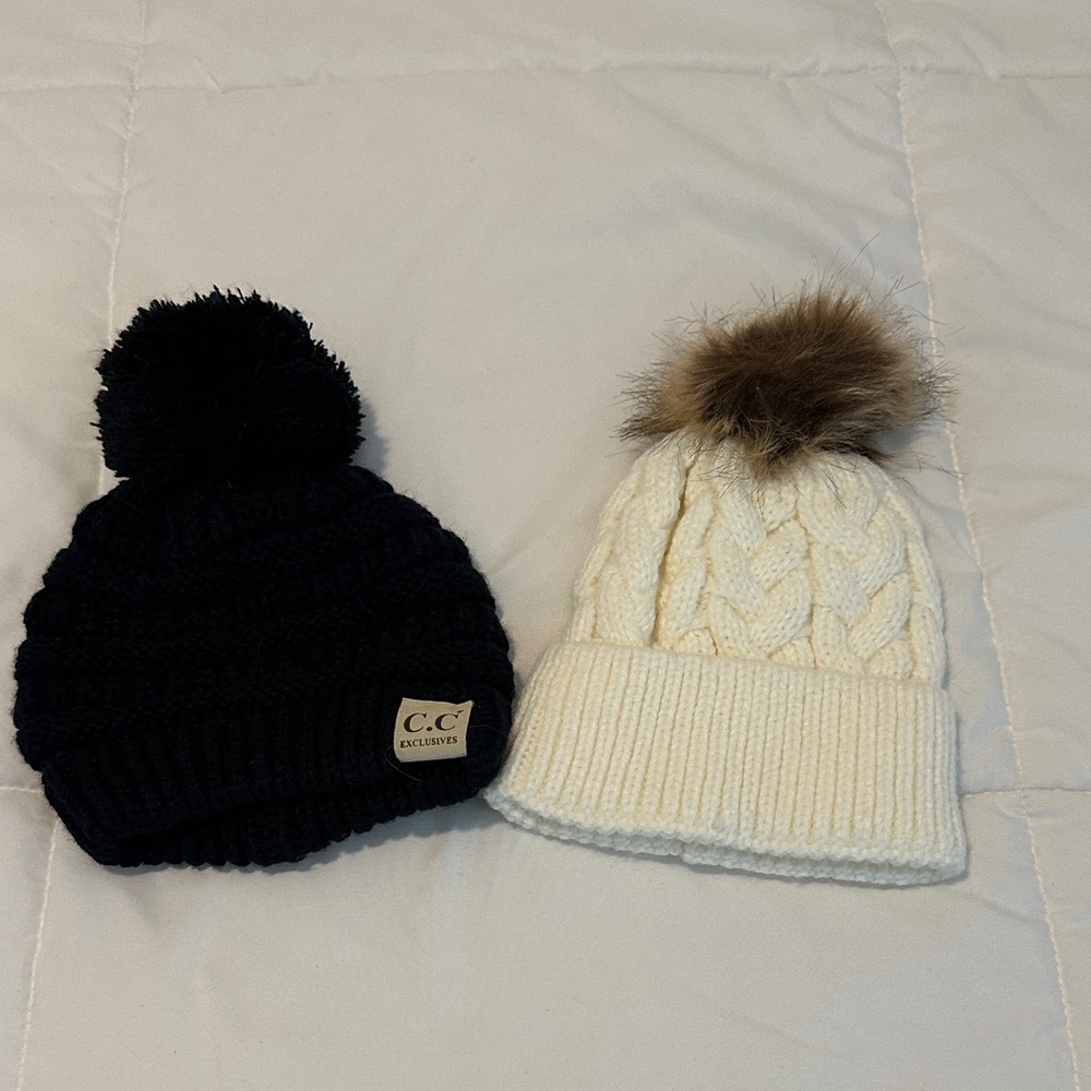C.C Kids Pom-Pom Beanie Set - Black and Cream isn't C.C